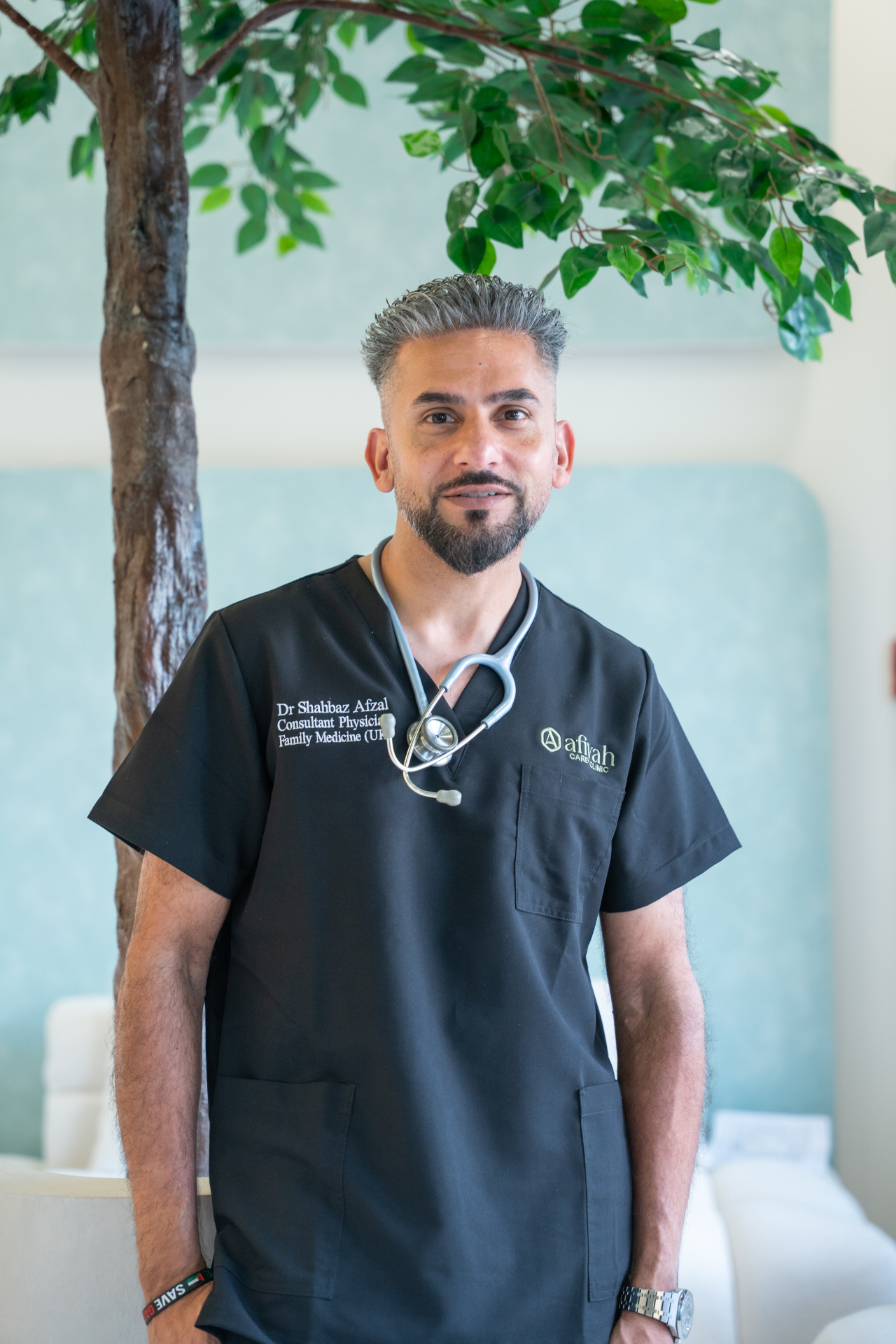 Dr Shahbaz Afzal, Consultant Physician in Family Medicine (UK), at Aafiyah Care Clinic Dubai
